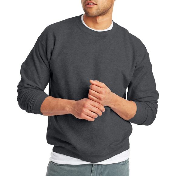 Hanes Mens Ecosmart Sweatshirt Crewneck Pullover Relaxed Charcoal Grey Size XL - Picture 1 of 7